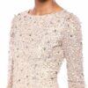 Adrianna Papell Perlenbesetztes langes Abendkleid, Beige