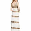 Adrianna Papell Perlenbesetztes langes Kleid, Abendkleid, Beige