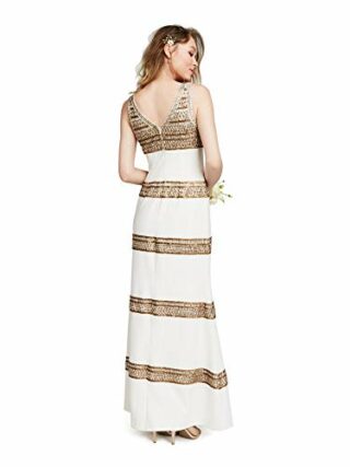 Adrianna Papell Perlenbesetztes langes Kleid, Abendkleid, Beige