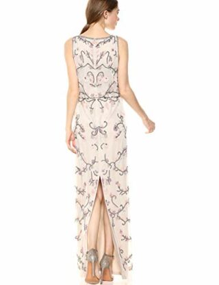 Adrianna Papell Perlenbesetztes langes Kleid, Abendkleid, Beige