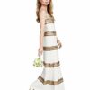 Adrianna Papell Perlenbesetztes langes Kleid, Abendkleid, Beige