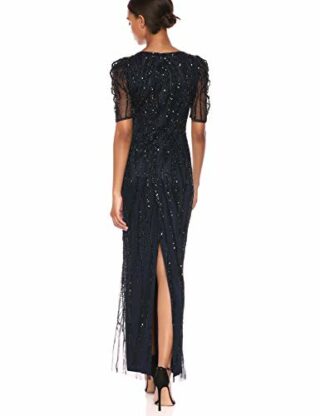 Adrianna Papell Perlenbesetztes langes Kleid, Abendkleid, Schwarz