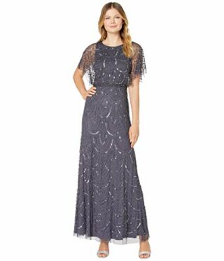 Adrianna Papell Perlenblousonkleid Abendkleid, Grau