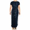 Adrianna Papell Perlenblusenkleid mit kurzen Ärmeln, Blau