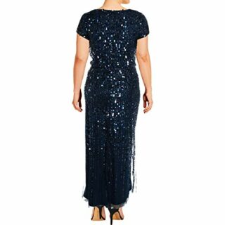 Adrianna Papell Perlenblusenkleid mit kurzen Ärmeln, Blau
