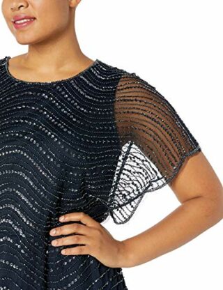 Adrianna Papell Perlenkleid, Strickkleid Midi, Blau