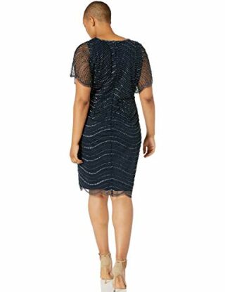 Adrianna Papell Perlenkleid, Strickkleid Midi, Blau