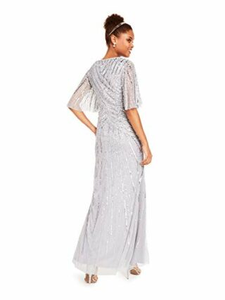 Adrianna Papell Perlenkleid mit Flatterärmeln, Abendkleid, Silber
