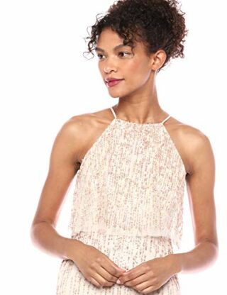 Adrianna Papell Perlenlanges Kleid Abendkleid, Beige