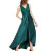 Adrianna Papell Plissiertes Hi Low Mikado-Kleid, Grün