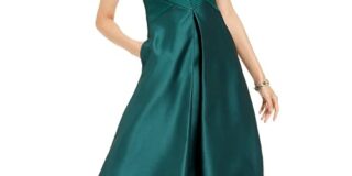 Adrianna Papell Plissiertes Hi Low Mikado-Kleid, Grün