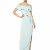 Adrianna Papell Rüschenkleid mit Schulterärmeln, Blau