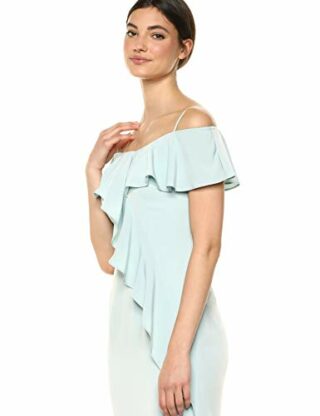 Adrianna Papell Rüschenkleid mit Schulterärmeln, Blau