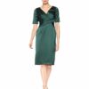 Adrianna Papell Satin Wrap Cocktail Kleid, Grün