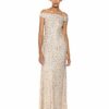 Adrianna Papell Schulterfreies Kleid, Pailletten, Beige