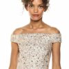 Adrianna Papell Schulterfreies Kleid, Pailletten, Beige