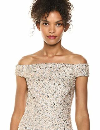 Adrianna Papell Schulterfreies Kleid, Pailletten, Beige