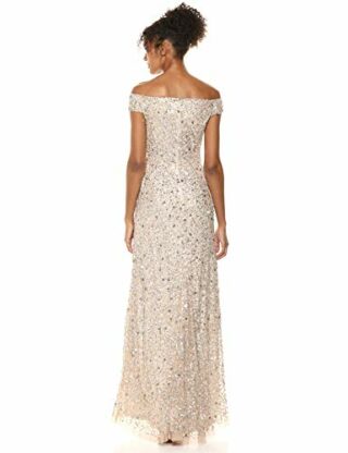 Adrianna Papell Schulterfreies Kleid, Pailletten, Beige