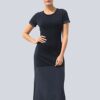Alba Moda Halbarm Maxi-Kleid, Strickkleid, Schwarz