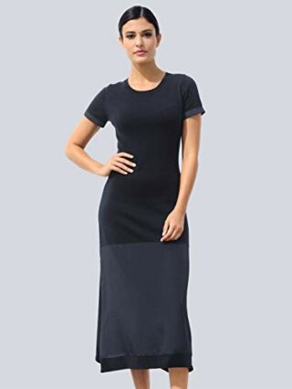 Alba Moda Halbarm Maxi-Kleid, Strickkleid, Schwarz