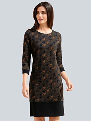 Alba Moda Knielanges Kleid, 3/4-Ärmel, Schwarz