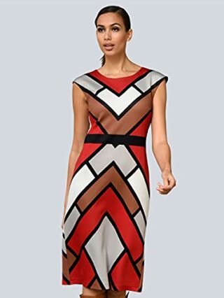 Alba Moda Knielanges Kleid, Ärmellos, Rot
