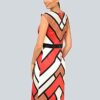 Alba Moda Knielanges Kleid, Ärmellos, Rot