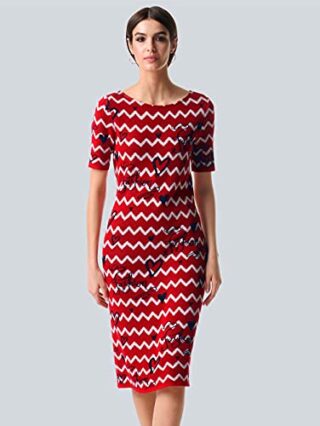 Alba Moda Knielanges Kleid, Halbarm, Rot
