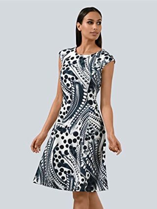 Alba Moda Knielanges Kleid, Kurzarm, Blau