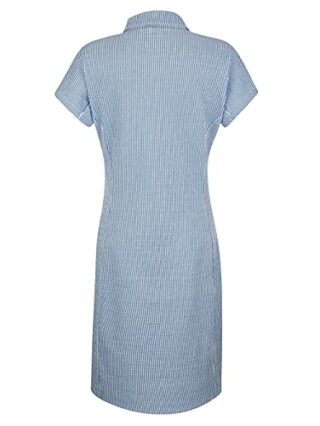 Alba Moda Knielanges Kleid, Kurzarm mit Hemdkragen, Blau