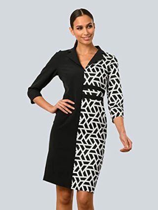 Alba Moda Knielanges Kleid, Langarm, Schwarz