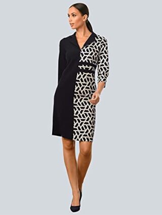 Alba Moda Knielanges Kleid, Langarm, Schwarz