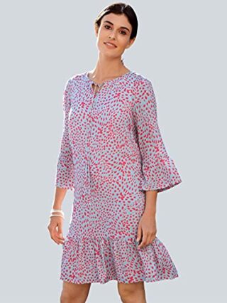 Alba Moda Knielanges Kleid aus Viskose, 3/4-Ärmel, Rot