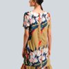 Alba Moda Knielanges Kleid aus Viskose, Halbarm, Braun
