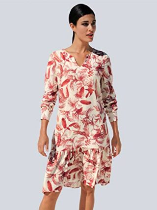 Alba Moda Knielanges Kleid aus Viskose, Halbarm, Rot