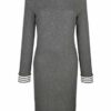Alba Moda Knielanges Kleid aus Viskose, Langarm, Grau