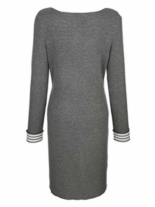 Alba Moda Knielanges Kleid aus Viskose, Langarm, Grau