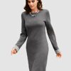 Alba Moda Knielanges Kleid aus Viskose, Langarm, Grau