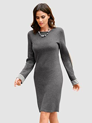 Alba Moda Knielanges Kleid aus Viskose, Langarm, Grau