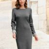 Alba Moda Knielanges Kleid aus Viskose, Langarm, Grau