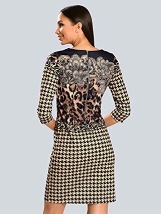 Alba Moda Knielanges Kleid mit 3/4-Ärmel, Braun