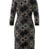 Alba Moda Knielanges Kleid mit 3/4-Ärmel, Schwarz