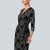 Alba Moda Knielanges Kleid mit 3/4-Ärmel, Schwarz