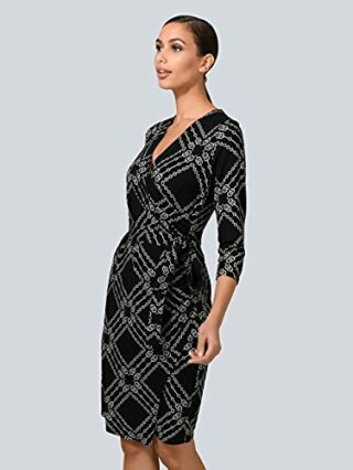 Alba Moda Knielanges Kleid mit 3/4-Ärmel, Schwarz