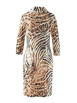 Alba Moda Knielanges Kleid mit 3/4-Ärmel und Rollkragen, Braun