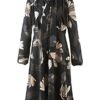 Alba Moda Knielanges Kleid mit Hemdkragen, Langarm, Schwarz