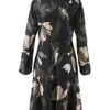 Alba Moda Knielanges Kleid mit Hemdkragen, Langarm, Schwarz