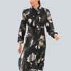 Alba Moda Knielanges Kleid mit Hemdkragen, Langarm, Schwarz