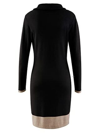 Alba Moda Knielanges Kleid mit Rollkragen, Langarm, Schwarz