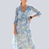 Alba Moda Maxi Kleid, 3/4-Ärmel, Blau